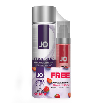 Комплект JO GWP - Xtra Silky Silicone (120 мл) & Oral Delight - Strawberry (30 мл) – купити