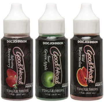 Набір крапель для мінету Doc Johnson  GoodHead - Tingle Drops (Watermelon, Green Apple, Strawberry) – купити