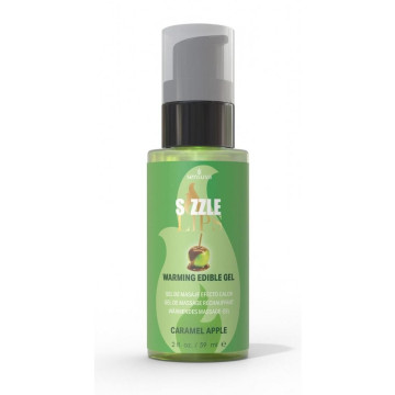 Зігрівальний масажний гель Sensuva Sizzle Lips Caramel Apple, 59 мл, без цукру, їстівний – купити