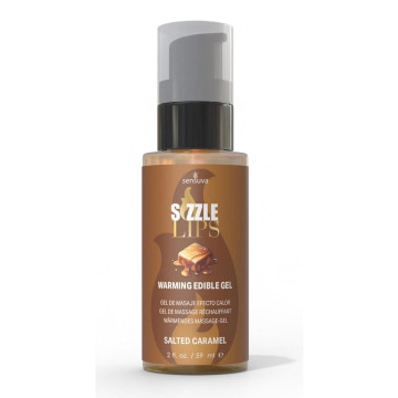 Зігрівальний масажний гель Sensuva Sizzle Lips Salted Caramel, 59 мл, без цукру, їстівний – купити