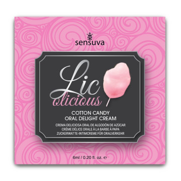 Пробник гелю для мінету Sensuva Lic-o-licious Cotton Candy (6 мл), оліїстий, без цукру – купити
