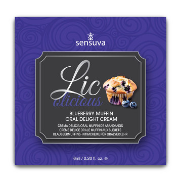Пробник гелю для мінету Sensuva Lic-o-licious Blueberry Muffin (6 мл), оліїстий, без цукру – купити