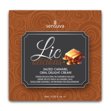 Пробник геля для мінету Sensuva Lic-o-licious Salted Caramel (6 мл), оліїстий, без цукру – купити
