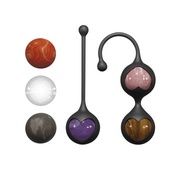 Вагінальні кульки Adrien Lastic Harmony Stones, напівдорогоцінне каміння, діаметр 3 см, 2 тримачі – купити