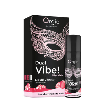 Рідкий вібратор Orgie Dual Vibe! Strawberry Gin & Tonic Kissable Liquid Vibrator, 15 мл – купити