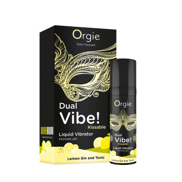 Рідкий вібратор Orgie Dual Vibe! Lemon Gin And Tonic Kissable Liquid Vibrator, 15 мл – купити