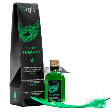 Набір для масажу Orgie – Sexy Therapy Apple (100 мл), їстівна розігрівальна олія + пір’їнка – купити