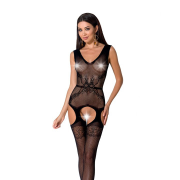 Сітчастий бодістокінг Passion BS062 One Size, Black, комбінезон, імітація панчіх, відкритий доступ – купити