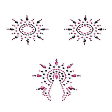 Пестіс з кристалів Petits Joujoux Gloria set of 3 - Black/Pink, прикраса на груди та вульву – купити