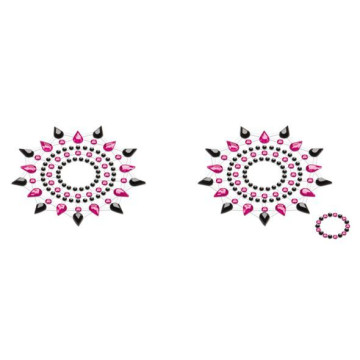 Пестіс з кристалів Petits Joujoux Gloria set of 2 - Black/Pink, прикраса на груди – купити
