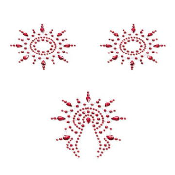 Пестіс з кристалів Petits Joujoux Gloria set of 3 - Red, прикраса на груди та вульву – купити
