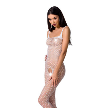 Бодістокінг Passion BS071 white, комбінезон на бретелях – купити
