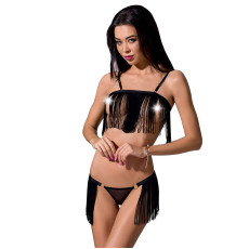 Комплект білизни Passion Exclusive KASSANDRA SET OpenBra 2XL/3XL black, ліф, трусики-спідниця