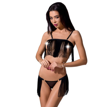 Комплект білизни Passion Exclusive KASSANDRA SET OpenBra 2XL/3XL black, ліф, трусики-спідниця – купити