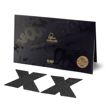 Пэстис - стикини Bijoux Indiscrets - Flash Cross Black, наклейки на соски – купить