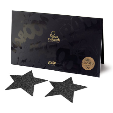 Пестіс - стикини Bijoux Indiscrets - Flash Star Black, наклейки на соски – купити