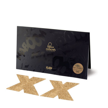 Пестіс - стикини Bijoux Indiscrets - Flash Cross Gold, наклейки на соски – купити