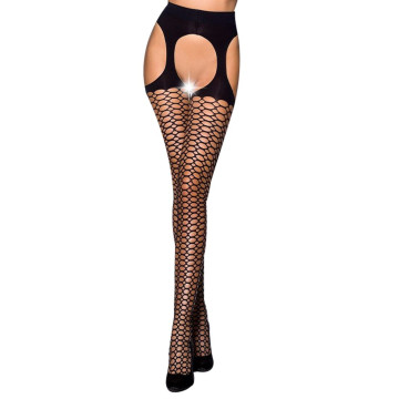 Еротичні колготки Passion TIOPEN 004 1/2 (fishnet 40 den), nero, імітація панчох і пояса – купити