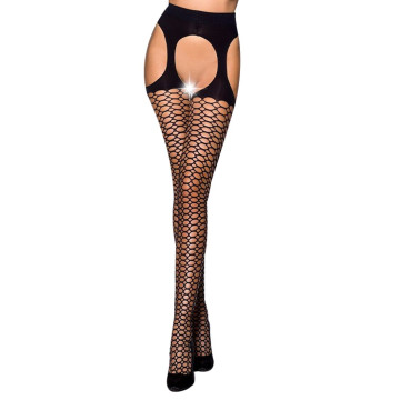 Еротичні колготки Passion TIOPEN 004 3/4 (fishnet 40 den), black, імітація панчох і пояса – купити