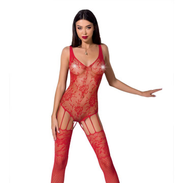 Ажурний бодістокінг з імітацією панчіх Passion BS074 red – купити
