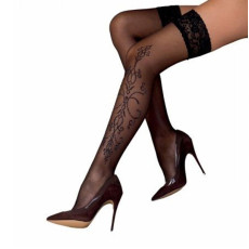Черные чулки с эффектом тату Pasion ST111 nero 5, 20 den