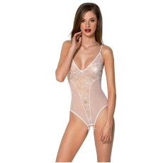 Боді з ажурним декором та відкритим кроком Passion URSULA BODY L/XL, white