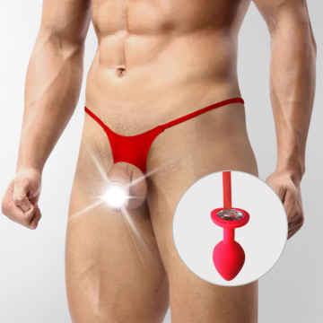 Чоловічі труси XS-2XL із силіконовою анальною пробкою Art of Sex - Joni plug panties size L Red – купити