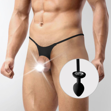 Чоловічі труси XS-2XL із силіконовою анальною пробкою Art of Sex - Joni plug panties size M Black – купити