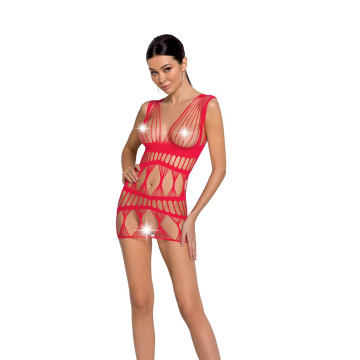 Бодістокінг-сукня Passion BS089 red, міні, плетіння у вигляді павутини – купити