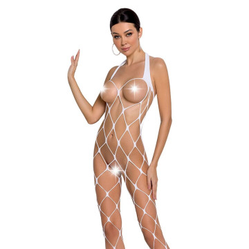 Бодістокінг у дуже велику сітку Passion BS091 white, з доступом – купити