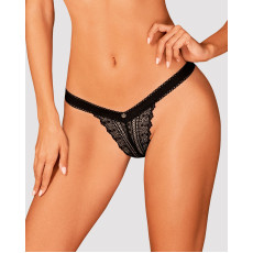 Мереживні трусики із заниженою талією Obsessive Estiqua panties M/L, чорні