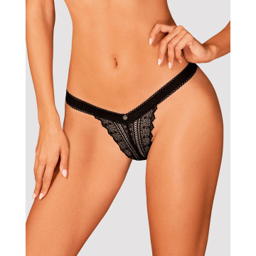 Мереживні трусики із заниженою талією Obsessive Estiqua panties M/L, чорні – купити