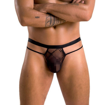 Чоловічі прозорі стринги Passion 029 THONG COLLIN XXL/XXXL Black, сітка – купити