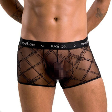 Чоловічі прозорі боксери Passion 032 SHORT JAMES S/M Black, сітка – купити