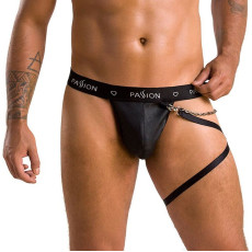 Чоловічі трусики танга з підв’язкою Passion 058 THONG BILL S/M Black