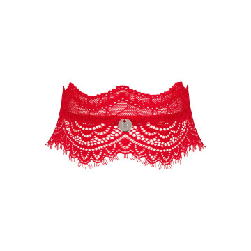 Широкий кружевной чокер Obsessive Bergamore choker, red – купить