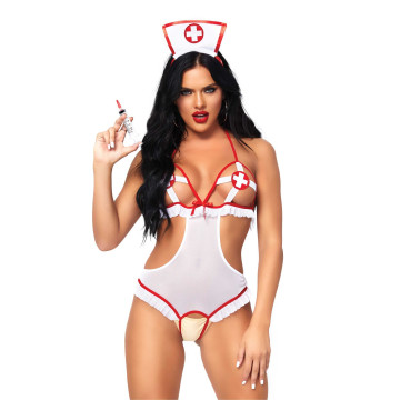 Костюм медсестри Leg Avenue Naughty Nurse, one size, боді та шапочка – купити