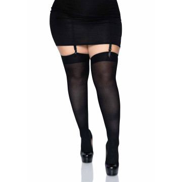 Щільні непрозорі панчохи Leg Avenue Nylon Thigh Highs Black, plus size – купити