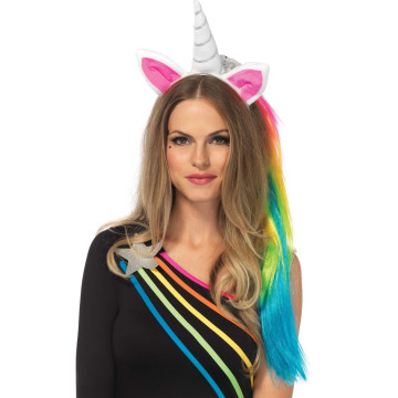 Обруч рог единорога Leg Avenue Magical Unicorn Headband, с радужной гривой – купить