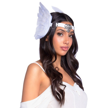 Повязка на голову с крыльями Leg Avenue Feather headband White, перья и натуральная кожа – купить