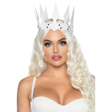 Leg Avenue Faux leather spiked crown White – купить