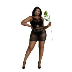 Платье-бодистокинг Moonlight Plus Model 01 XL-XXXL Black, мини, без рукавов