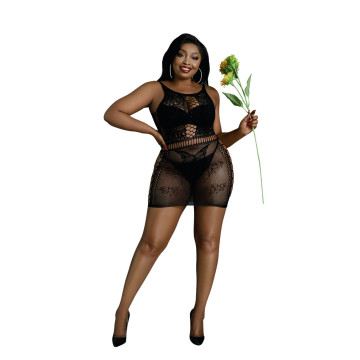Сукня-бодістокінг Moonlight Plus Model 01 XL-XXXL Black, міні, без рукавів – купити