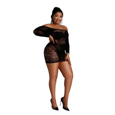 Сукня-бодістокінг Moonlight Plus Model 07 XL-XXXL Black, довгий рукав