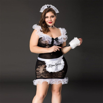 Костюм покоївки JSY «Слухняна Ельма» Plus Size Black, сукня, фартух, головний убір покоївки – купити
