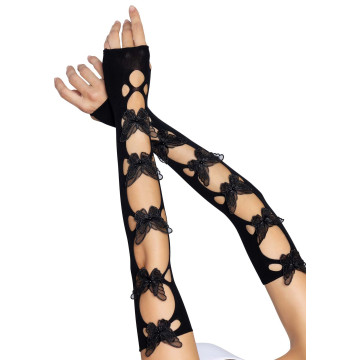 Мітенки Leg Avenue Butterfly applique arm warmers Black, метелики – купити