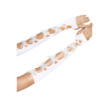 Мітенки Leg Avenue Butterfly applique arm warmers White, метелики – купити