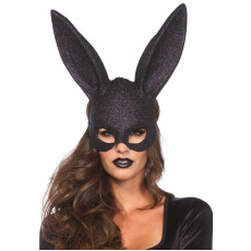 Блискуча маска кролика Leg Avenue Glitter masquerade rabbit mask Black