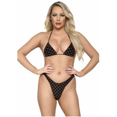 Бодістокінг у велику сітку Leg Avenue Long Sleeved Bodystocking One size Nude, довгий рукав
