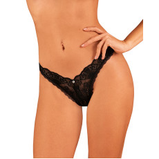Мереживні стрінги Obsessive Donna Dream thong M/L Black, низька посадка